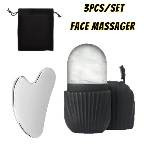 Ice Face Roller & Stainless Steel Gua Sha Set